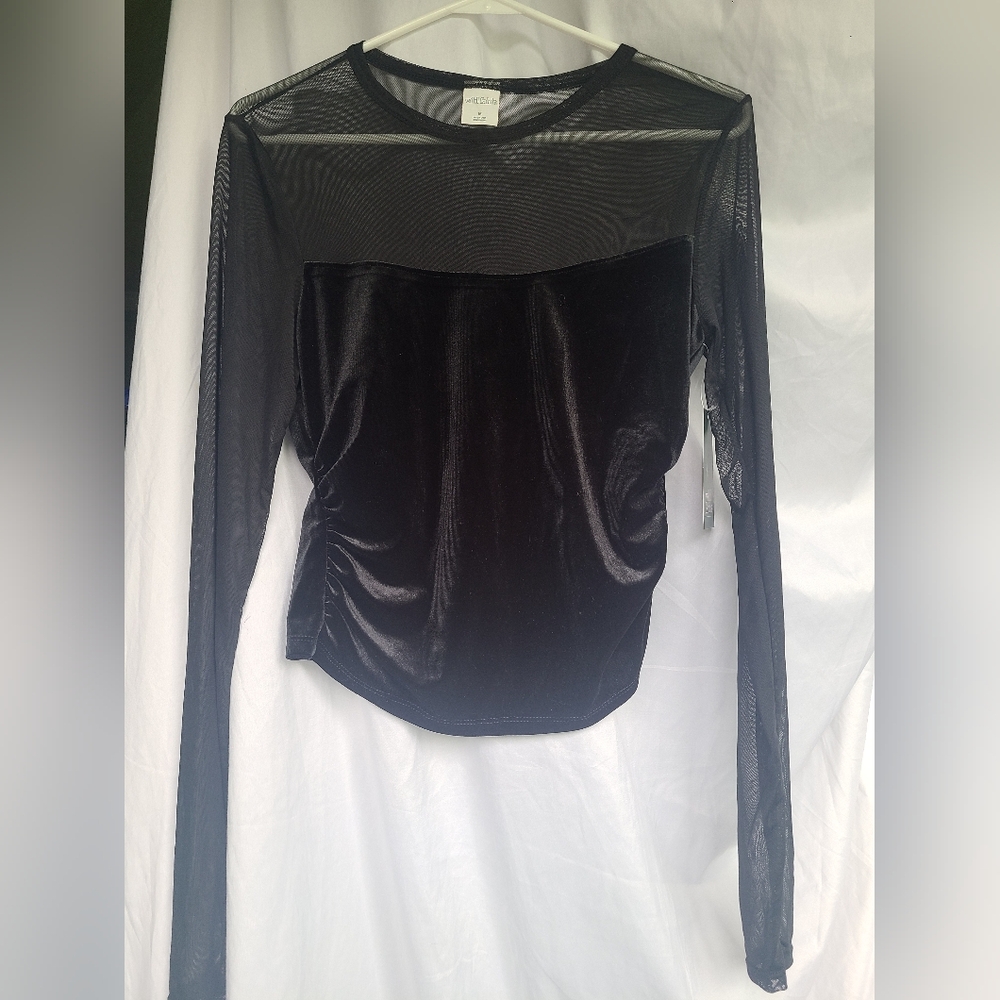 NWT Wild Fable Mesh Black Shirt Long Sleeve